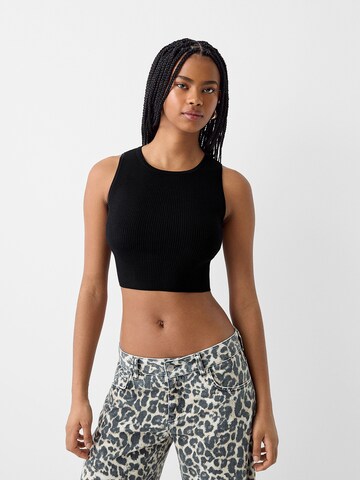 Bershka Gebreide top in Zwart: voorkant