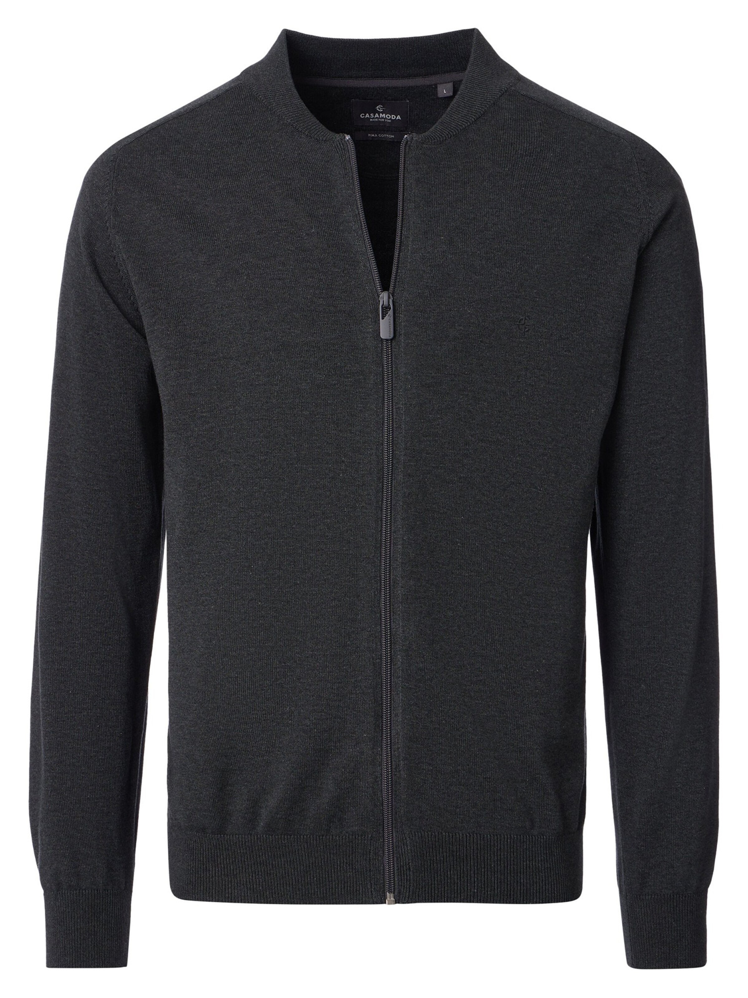 CASAMODA Knit Cardigan 'Basic' in Grey: front