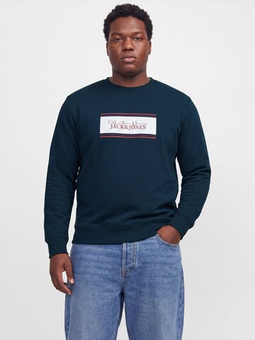Jack & Jones Plus Sweatshirt 'JJBUSTER' in Blue: front