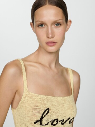 MANGO Knitted Top 'LOVE' in Yellow