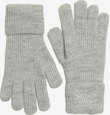 Superdry Full Finger Gloves in Grey: front