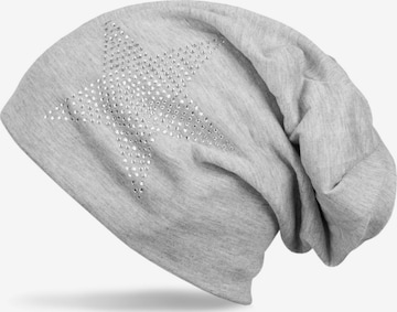 styleBREAKER Mütze 'Leichte Beanie mit Strass Stern' in Grau: Vorderseite