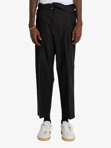 Regular Pantalon à pince Yes London en noir : devant
