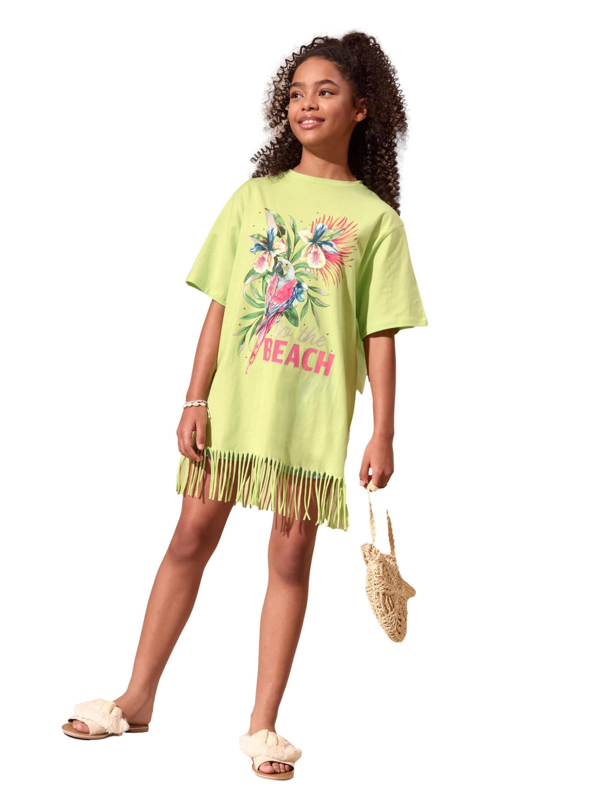 Lipsy T-shirt 'Kaftan' i grön: framsida