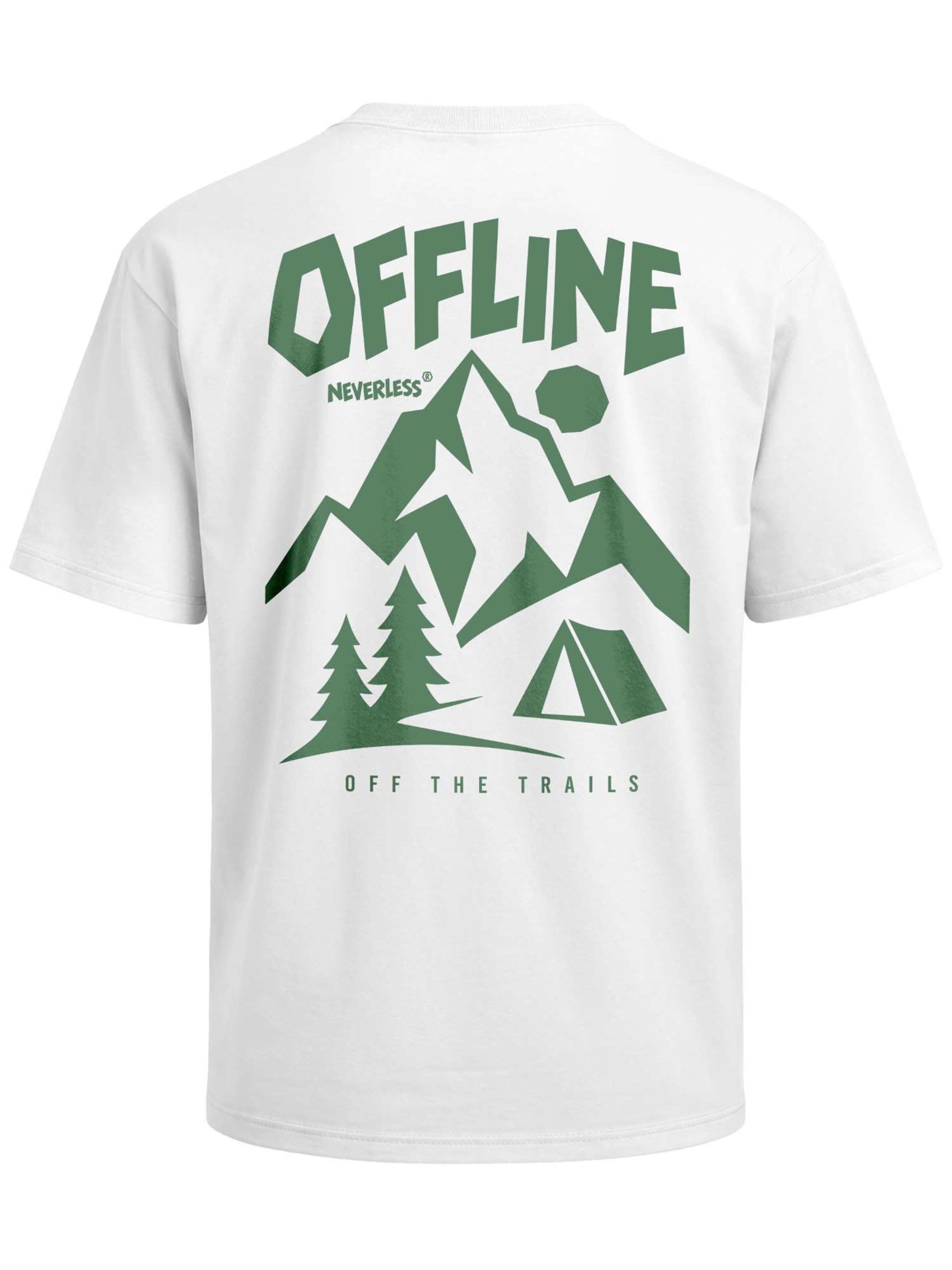 Neverless Shirt 'Offline off the trails'‌‌‌‌‌‌‌‌‌ in Weiß: Vorderseite
