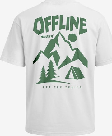 Neverless Shirt 'Offline off the trails' in Weiß: Vorderseite