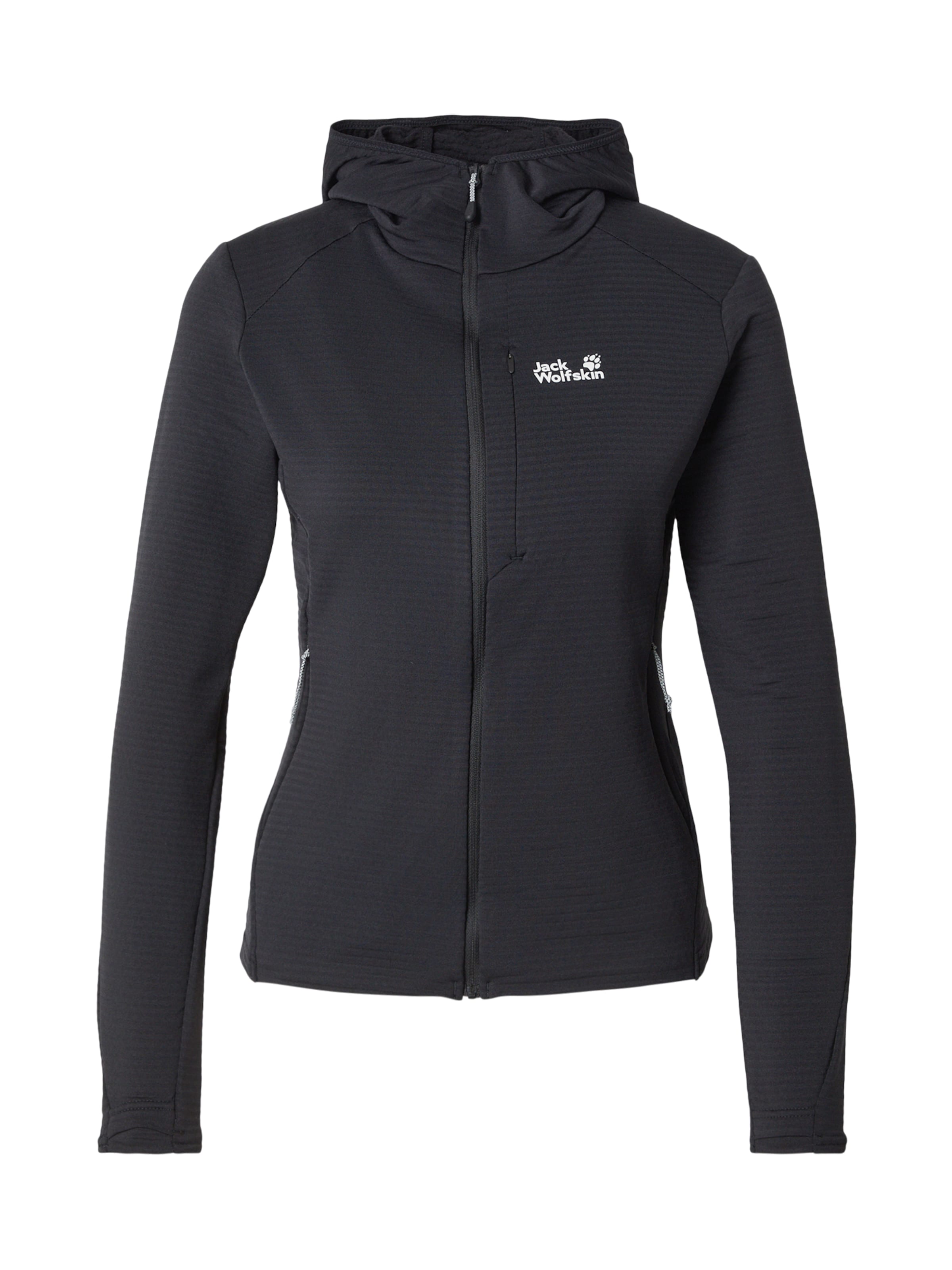 JACK WOLFSKIN Αθλητική ζακέτα φούτερ 'LITESTRIDE' σε μαύρο: μπροστά