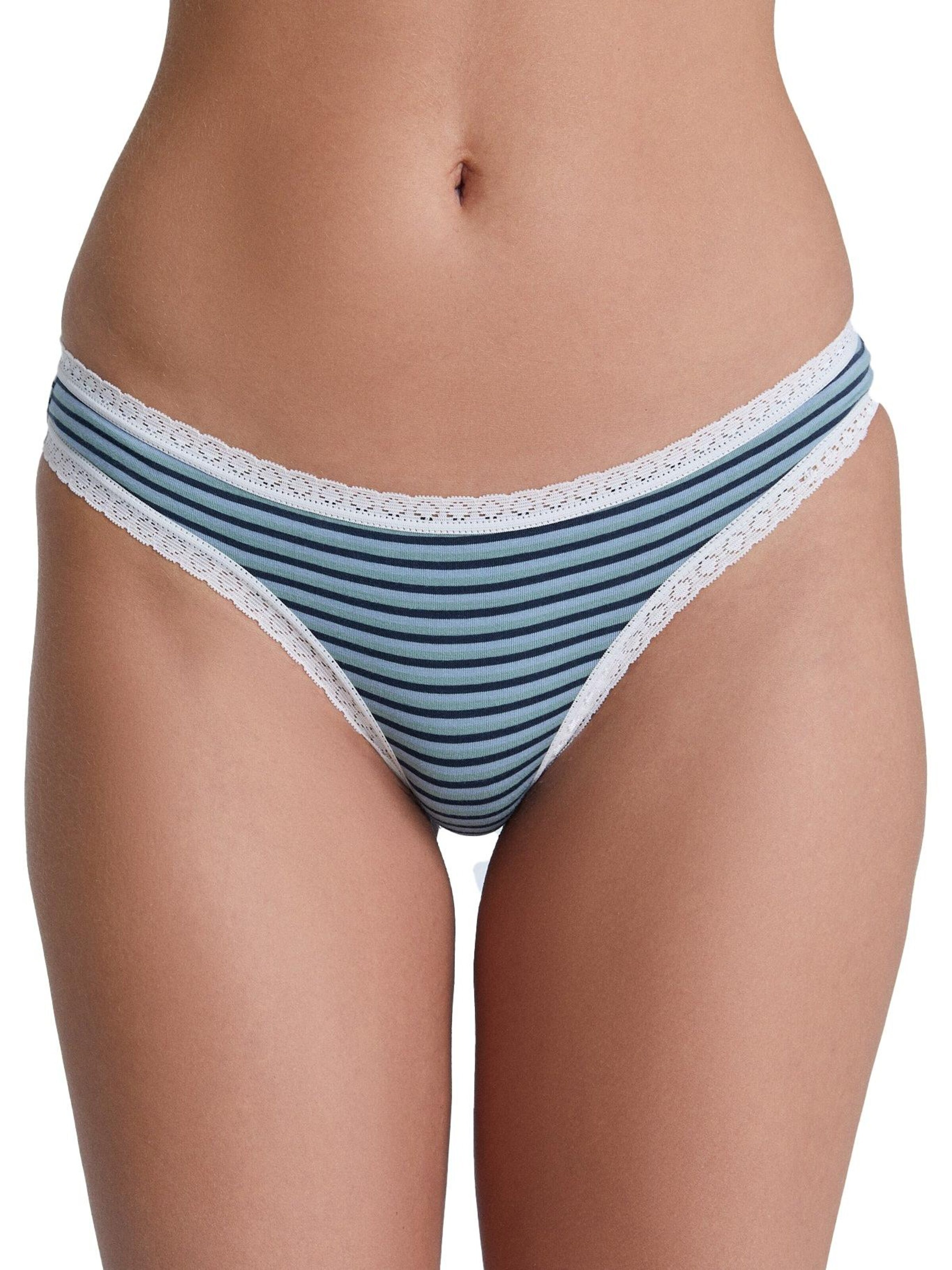 Albero Natur Panty 'Bio-Baumwoll-Slip mit Spitze – 6er Pack' in Blue: front