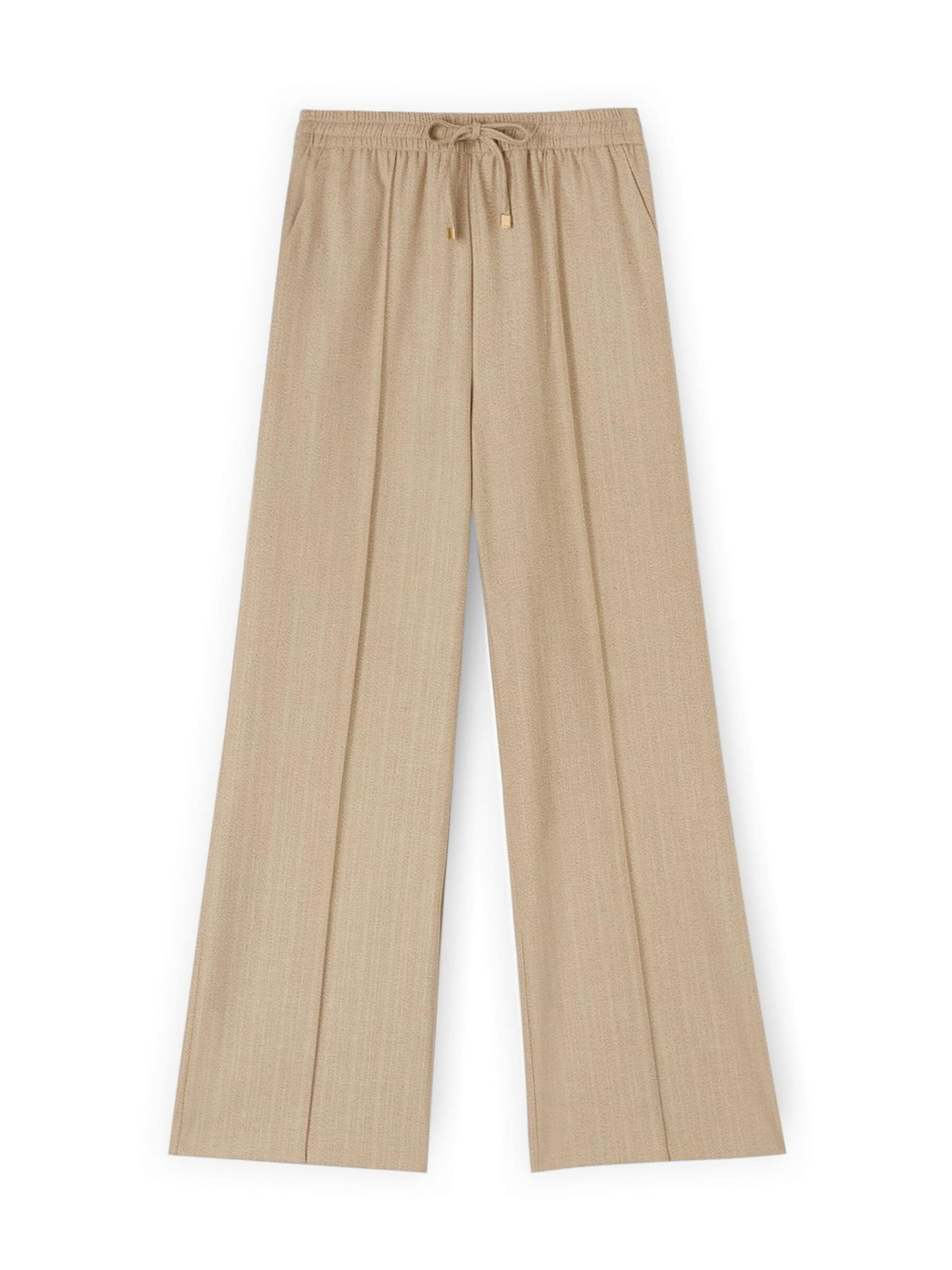 MOTIVI Wide leg Broek in Beige: voorkant