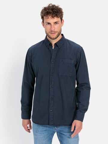 CAMEL ACTIVE Regular Fit Langarm Hemd aus reiner Baumwolle in Blau: Vorderseite