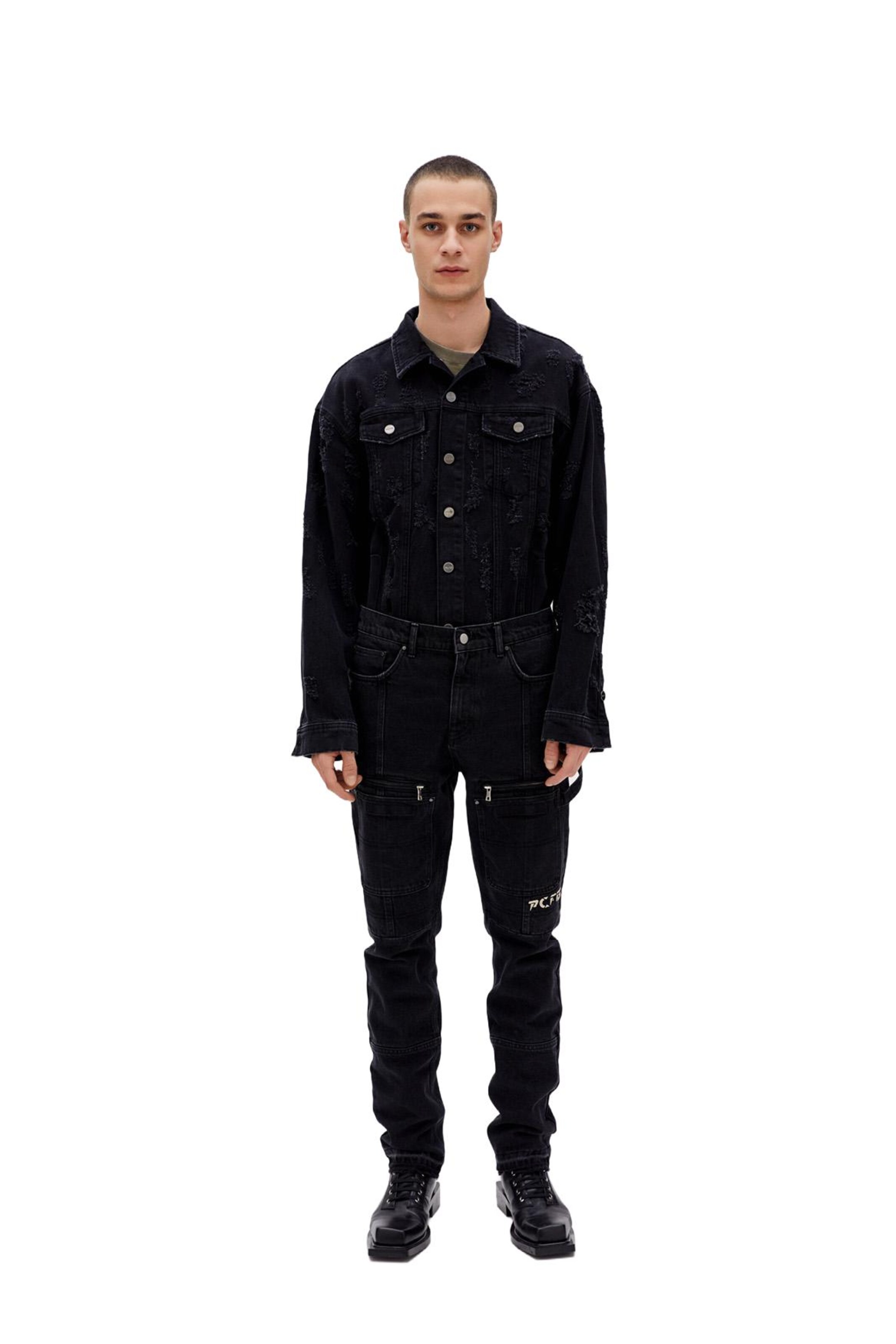 PCFG Slim fit Trousers in Black: front