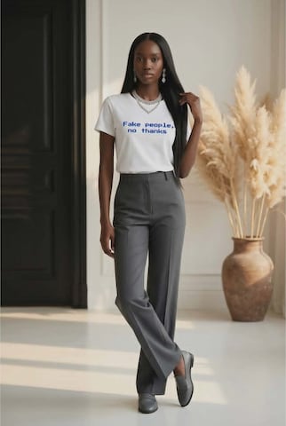 Printdistrict.dk T-shirt 'Fake People, No Thanks' i vit: framsida