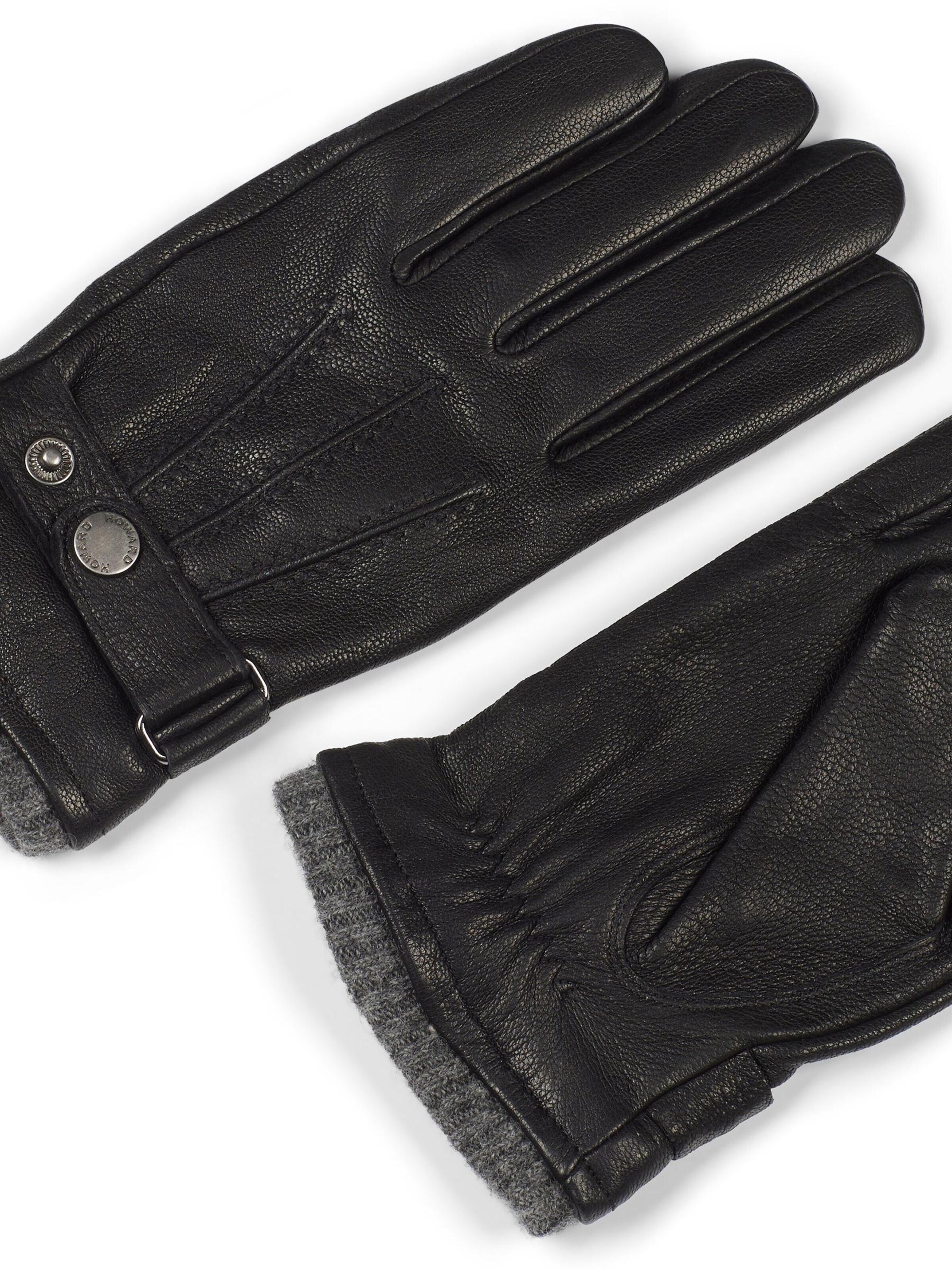 Howard London Fingerhandsker 'Leather Gloves Bruno Black' i sort