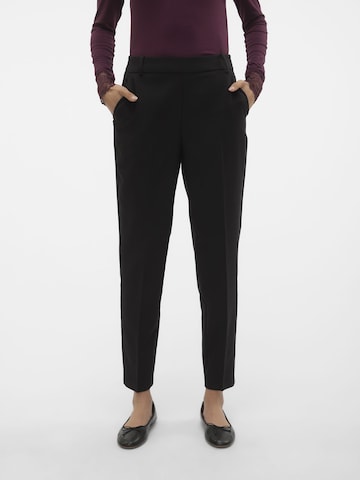 VERO MODA Slim fit Trousers with creases 'MIRA' in Black: front