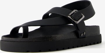 Bershka T-Bar Sandals in Black: front