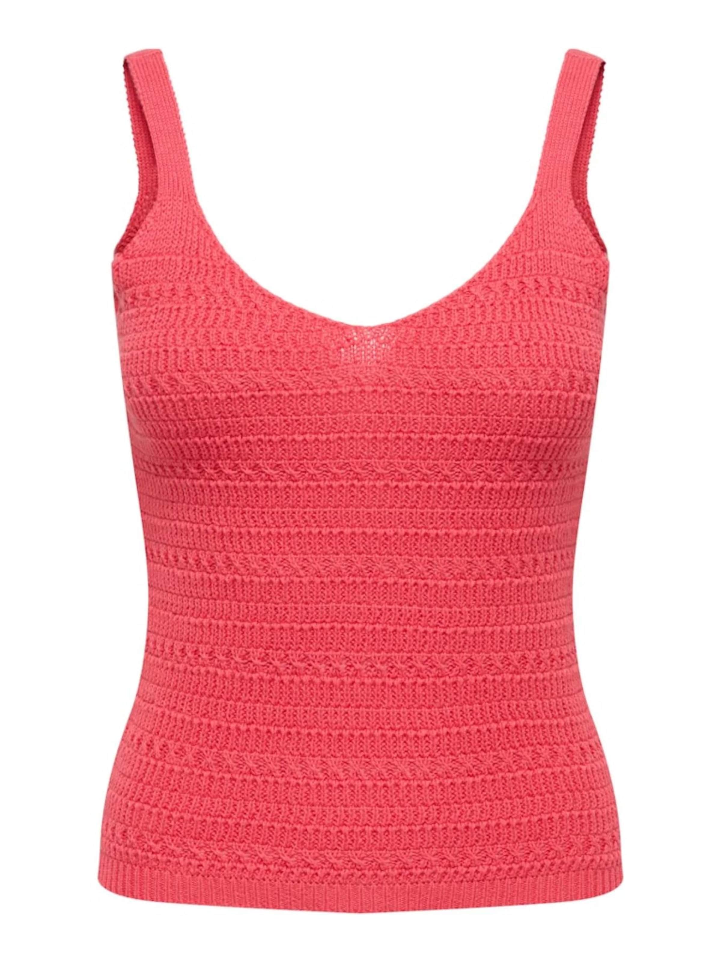 JDY Knitted top 'JDYTROPICA S/L V-NECK TOP' in Red: front