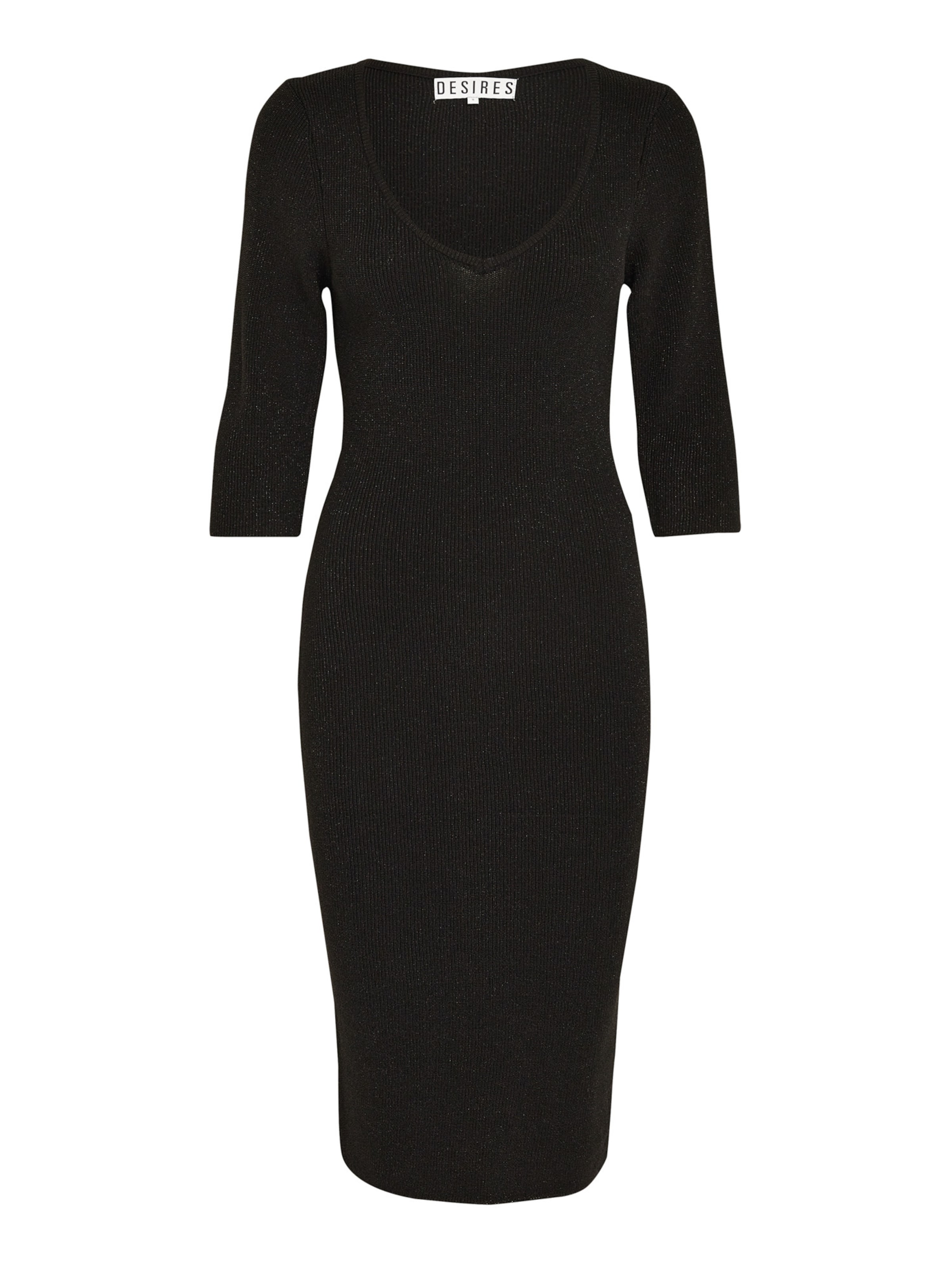 DESIRES Úpletové šaty 'Leila' – černá: přední strana