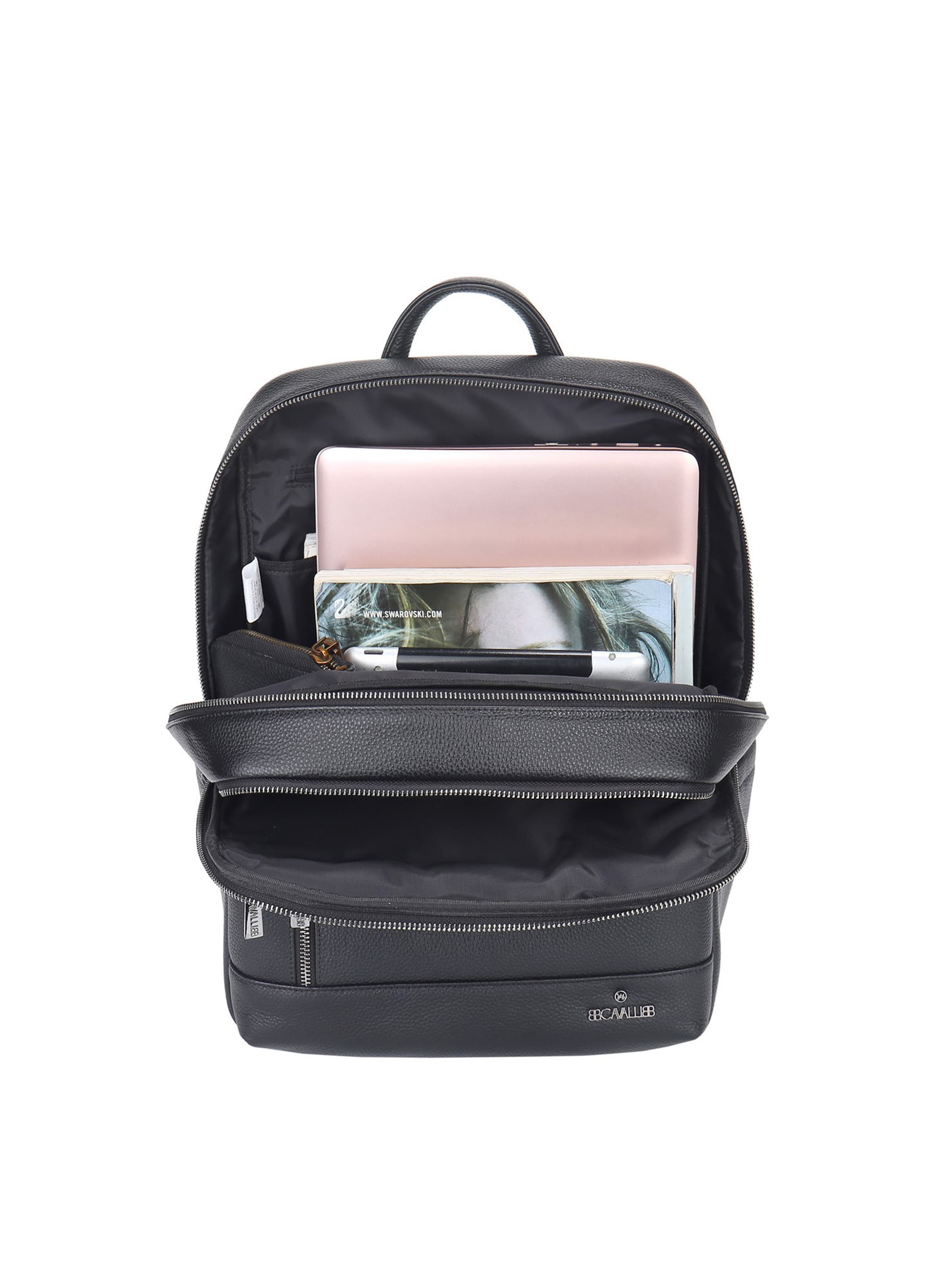 Zaino 'Zaino Unisex Vera Pelle B Cavalli - Chiusura Zip e Tasche Organizzate' di B. Cavalli in nero