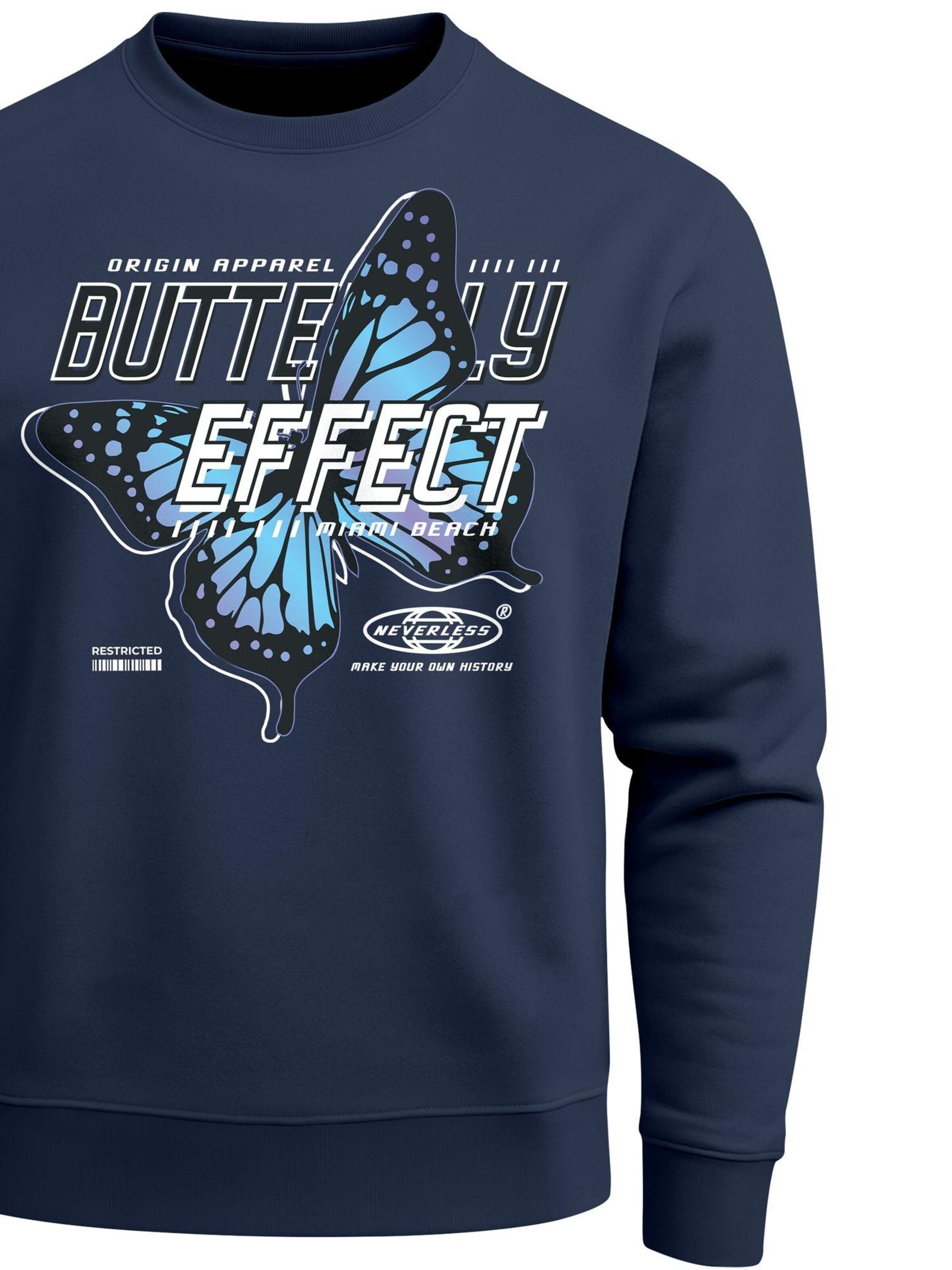 Neverless Sweatshirt 'Butterfly' in Blue