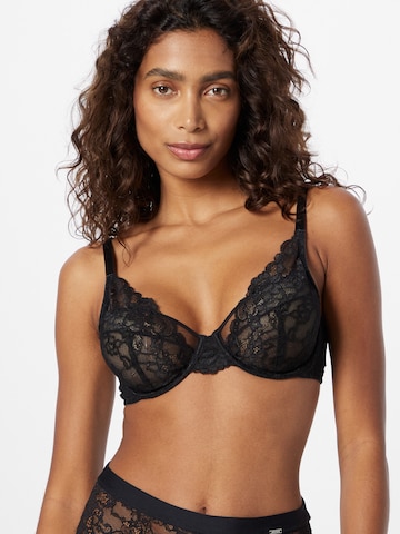 Lindex Triangle Bra 'Aster' in Black: front