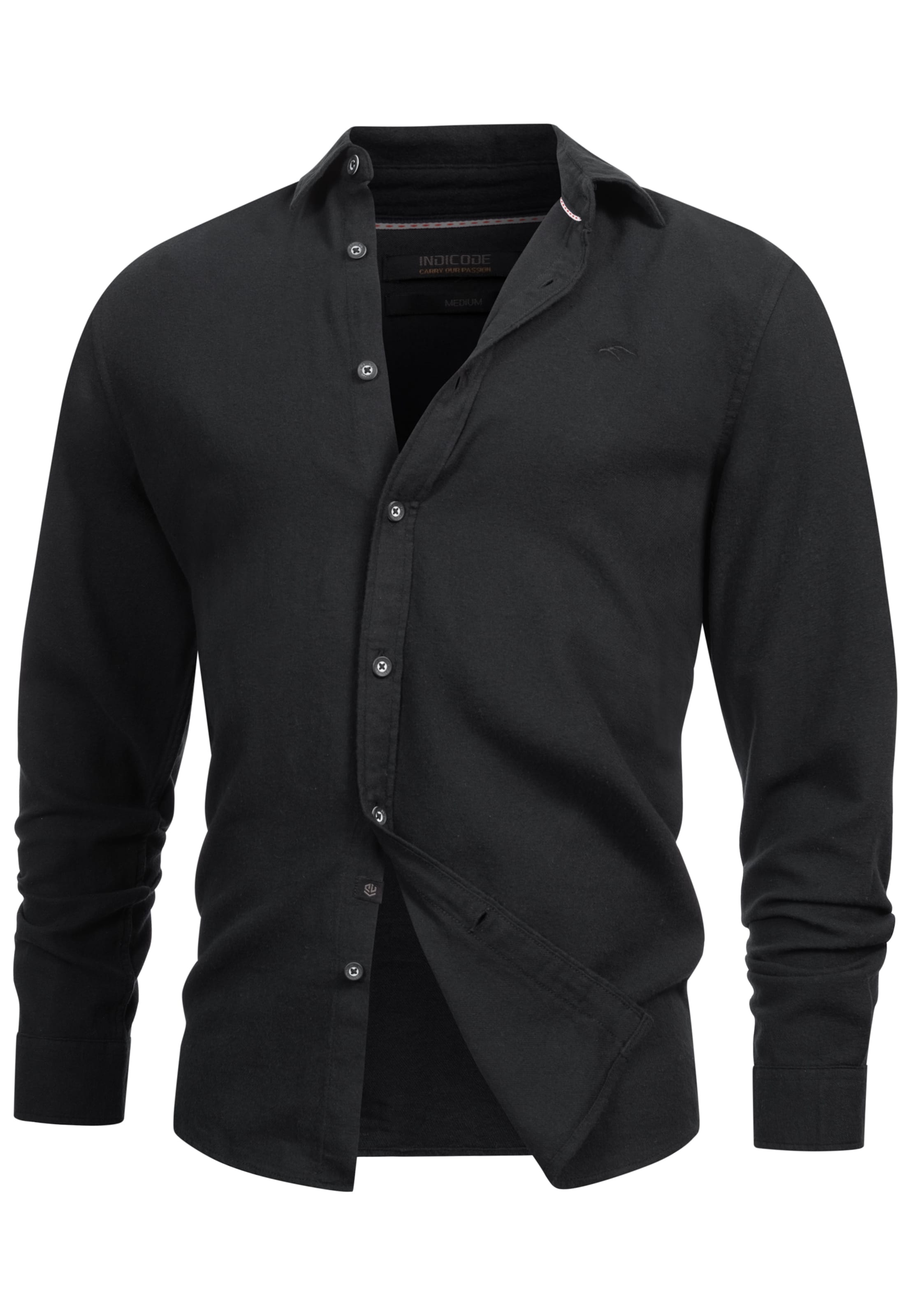 INDICODE JEANS Regular Fit Hemd in Schwarz: Vorderseite