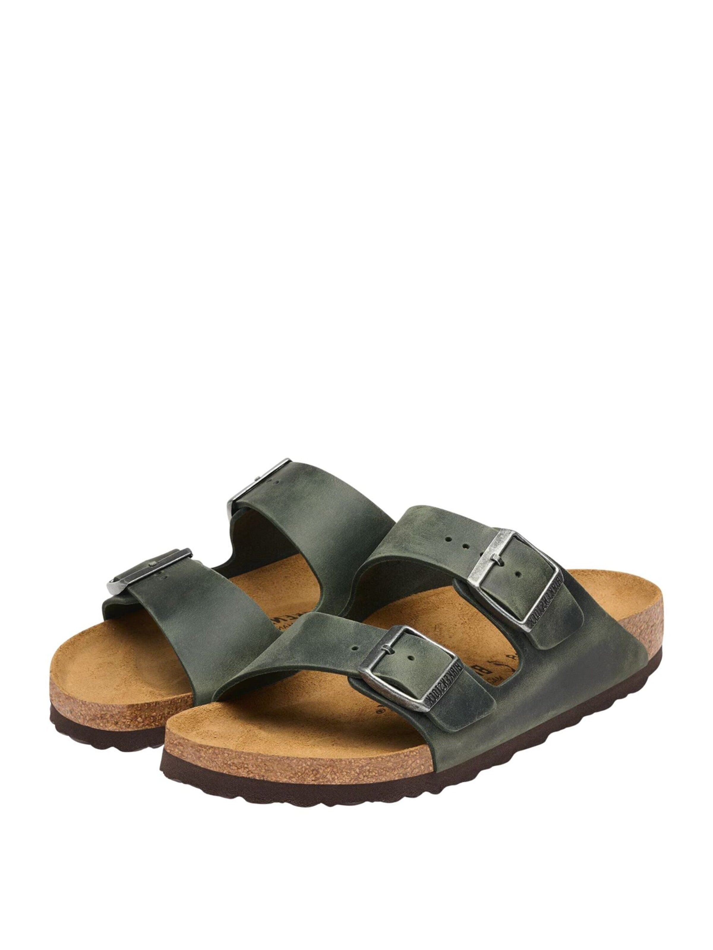 Zoccoletto 'Birkenstock ciabatta Arizona THYME OILED LEATHER pelle donna verde 1032822' di BIRKENSTOCK in verde
