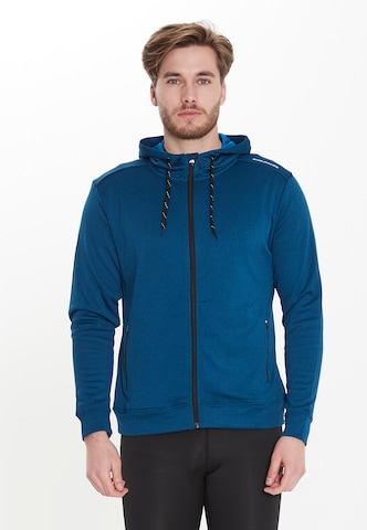 ENDURANCE Athletic Zip-Up Hoodie 'Dereff' in Blue: front