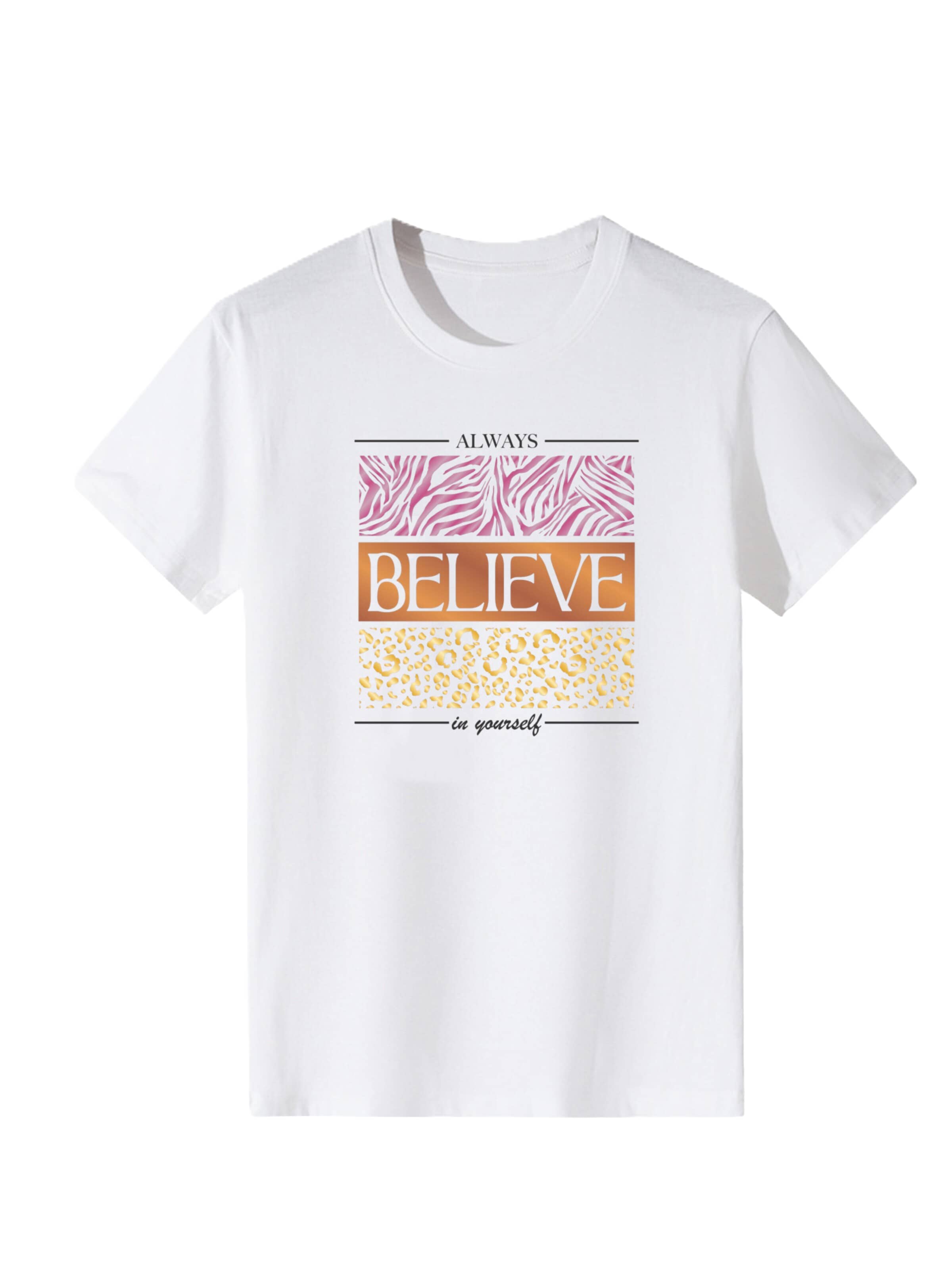 T-shirt 'Women Retro Pink Zebra & Leopard Print T-Shirt' LapaPlus en blanc : devant
