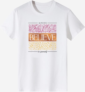 T-shirt 'Women Retro Pink Zebra & Leopard Print T-Shirt' LapaPlus en blanc : devant