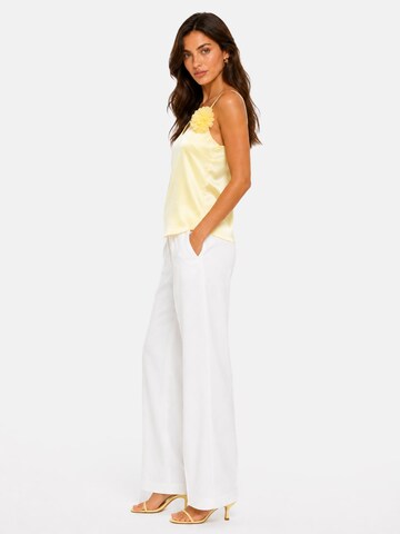 REGINA FASHION Top 'V-Neck Satin Top with 3D Flower Detail' in Yellow