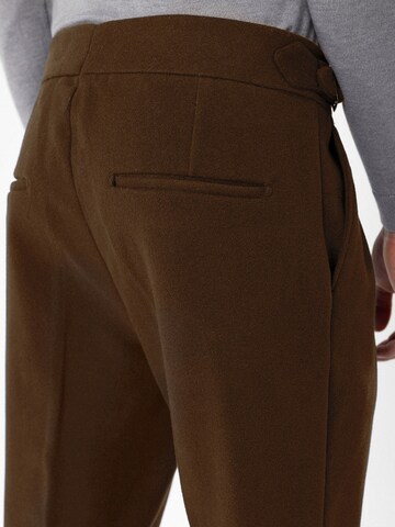 Antioch Tapered Pleat-Front Pants in Brown