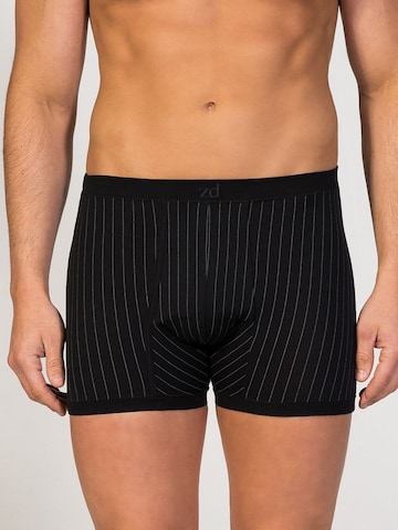 zd ZERO DEFECTS Boxershorts 'Helios prinstriped fly front boxer' in Schwarz: Vorderseite