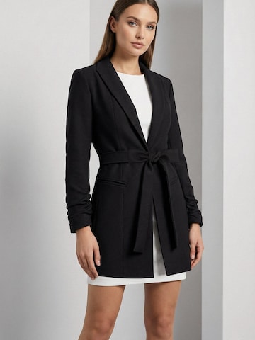 AVENUE N°29 Blazer 'Single Breasted Wool Blazer With In Seam Belt' in Black