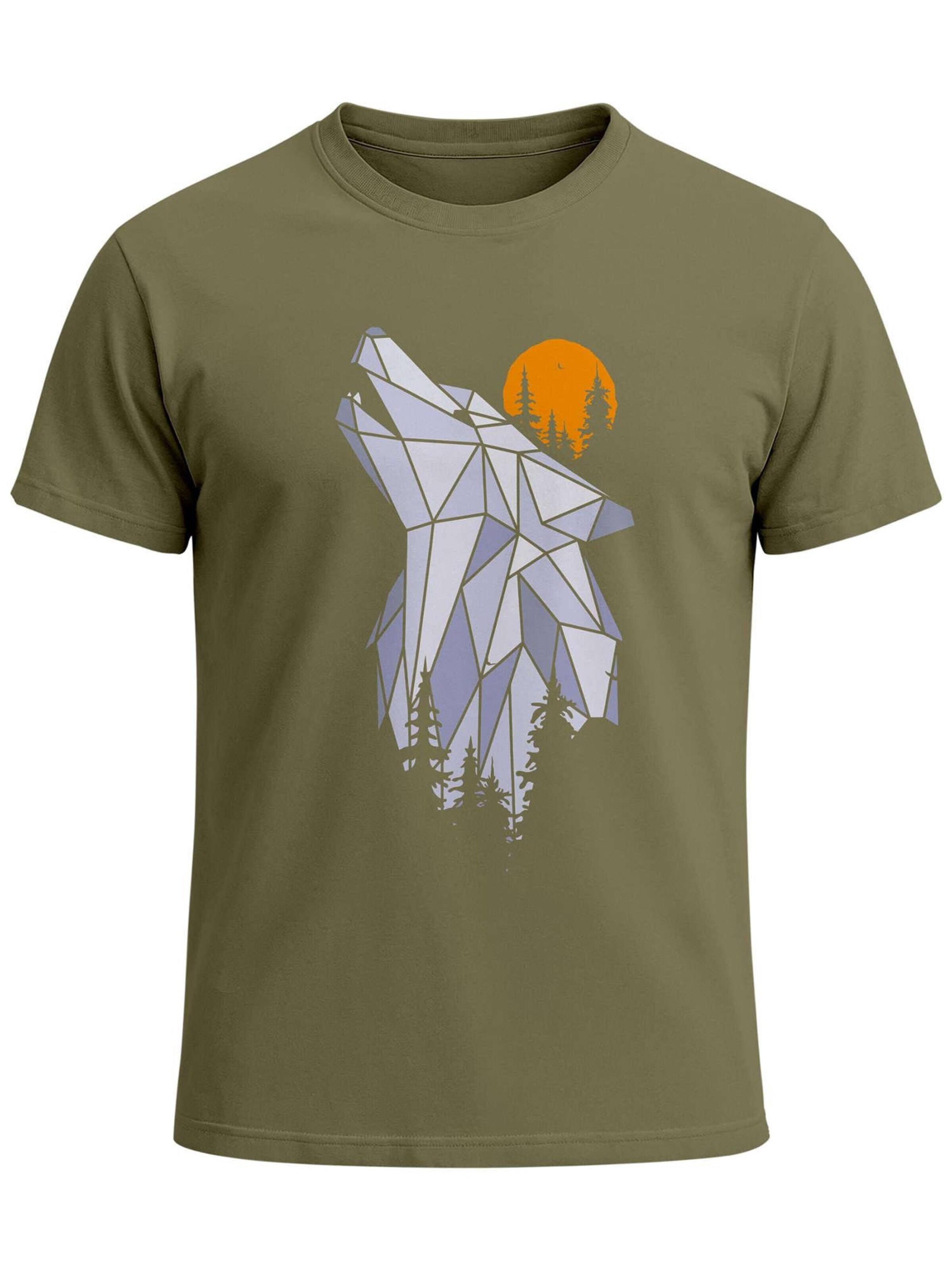 Neverless Shirt 'Polygon Wolf' in Green: front