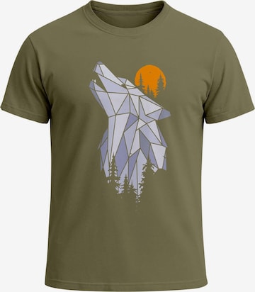 Neverless Shirt 'Polygon Wolf' in Green: front
