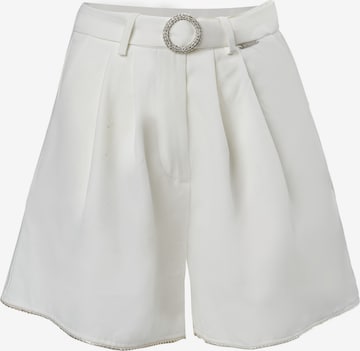 balta Influencer Laisvas Klostuotos kelnės: priekis