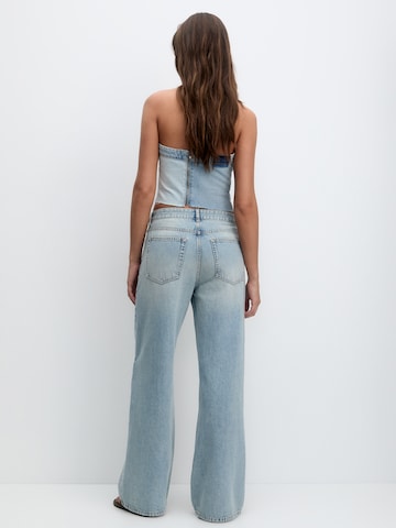 Wide leg Jeans de la Pull&Bear pe albastru