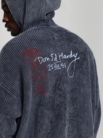 Ed Hardy Strickjacke 'Soaring Dragon' in Grau