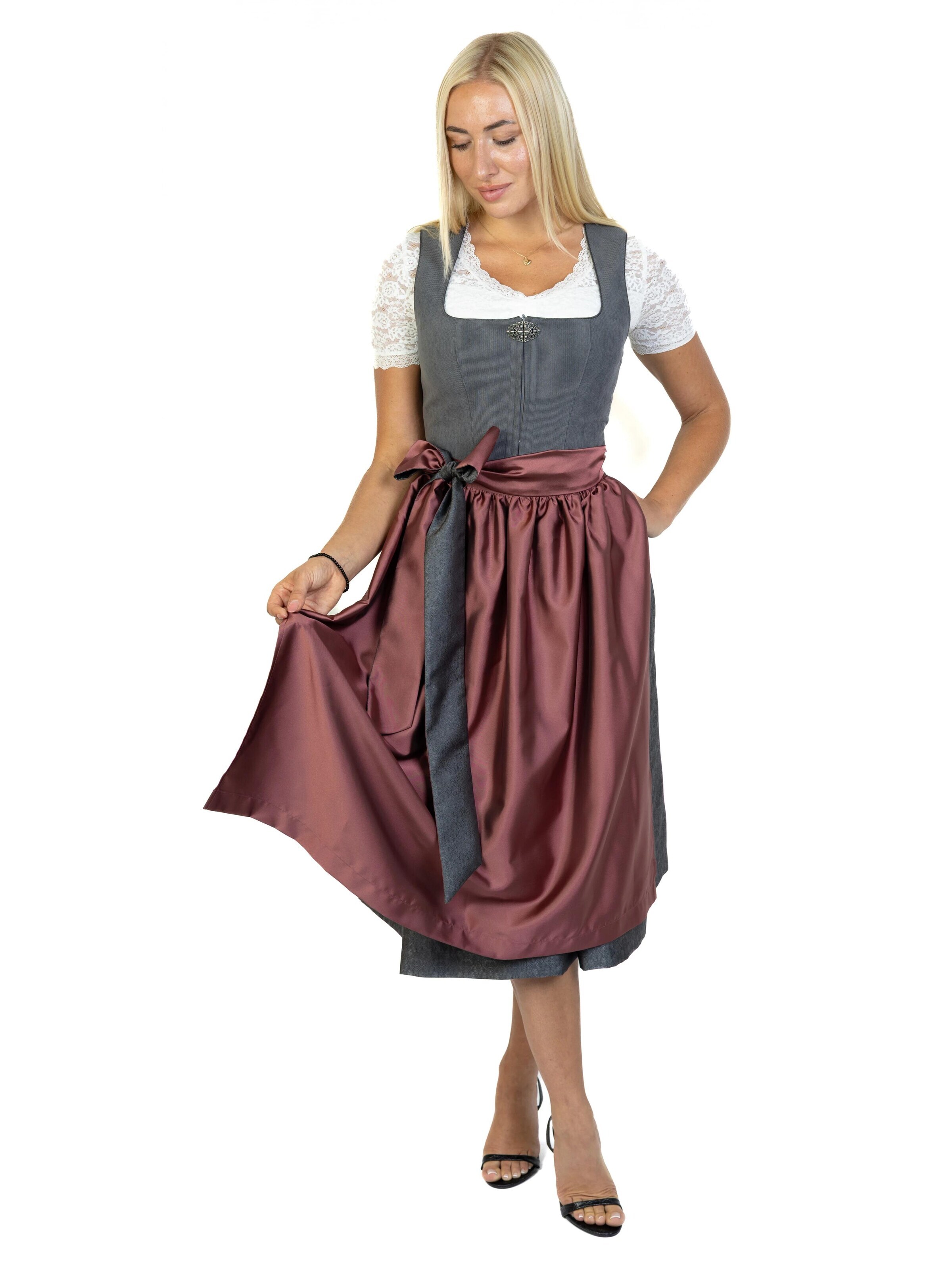 Trachtl Dirndl 'Trachtl Sissi Anthrazit/Rose'‌‌‌‌‌‌‌‌‌‌ in Grau