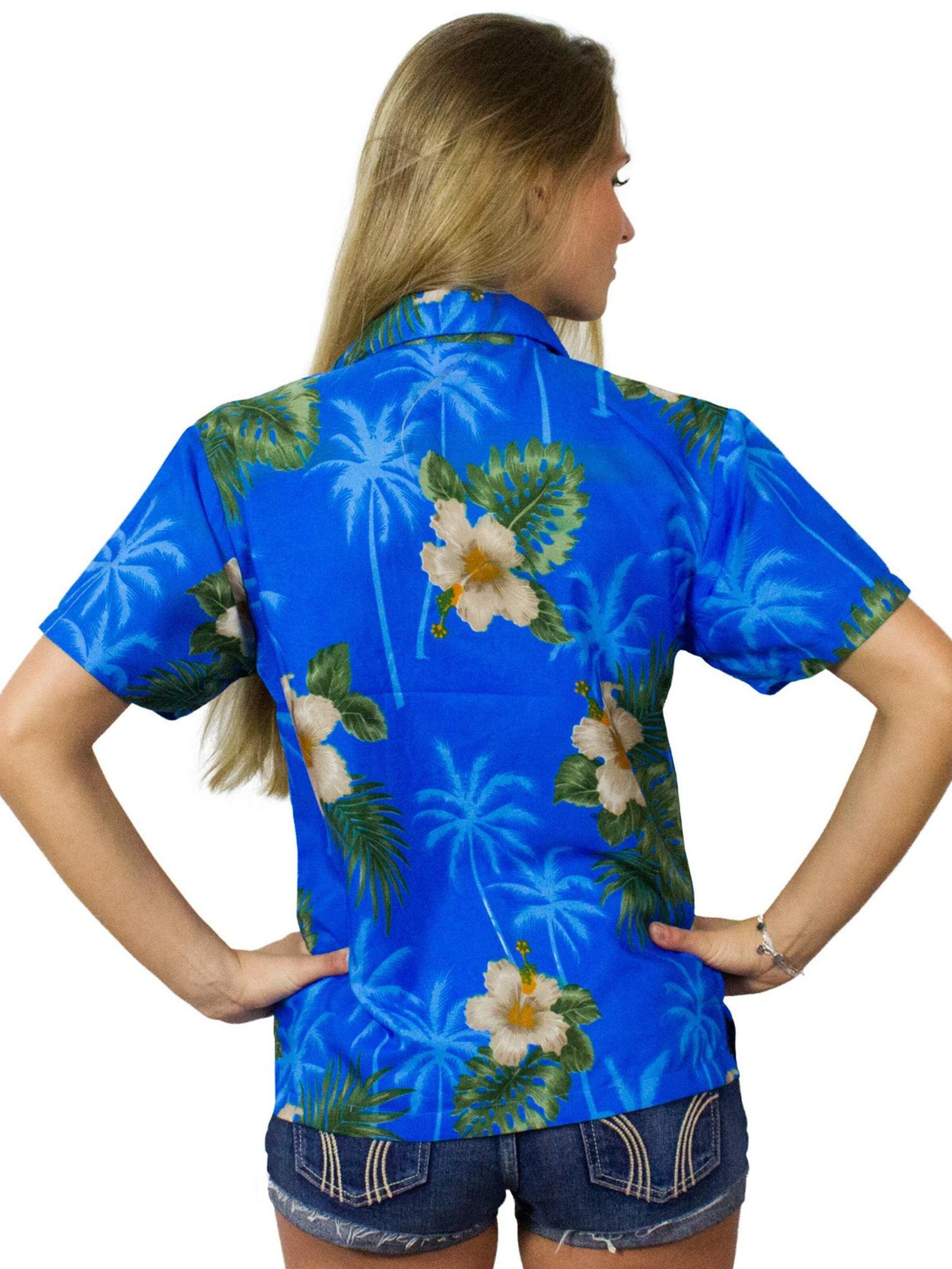 King Kameha Bluse 'Small Flower'‌‌‌‌‌‌‌‌ in Blau