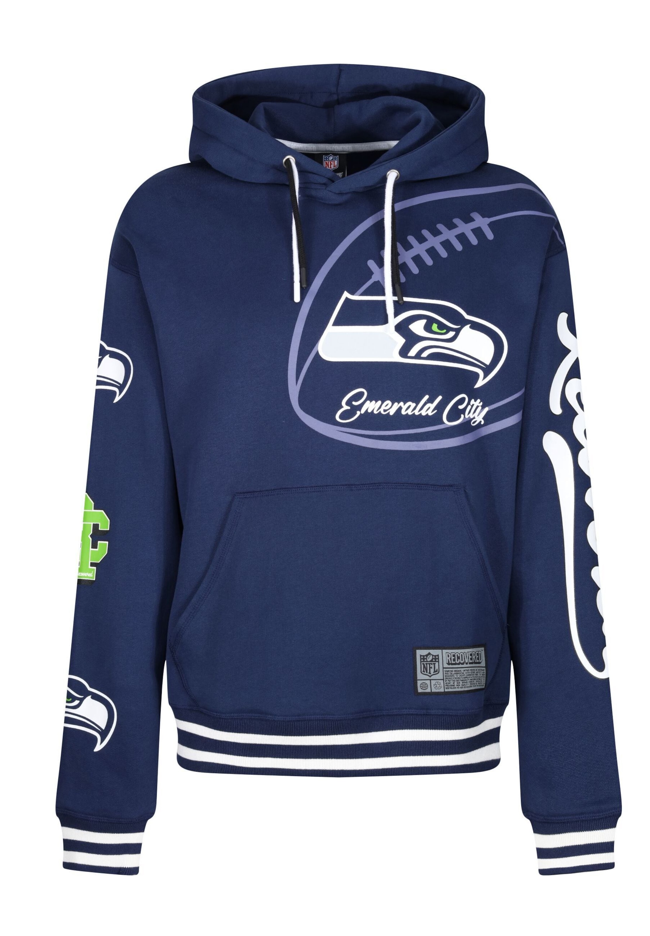 Recovered Sweatshirt 'NFL Seahawks Emerald City' in Blue: front