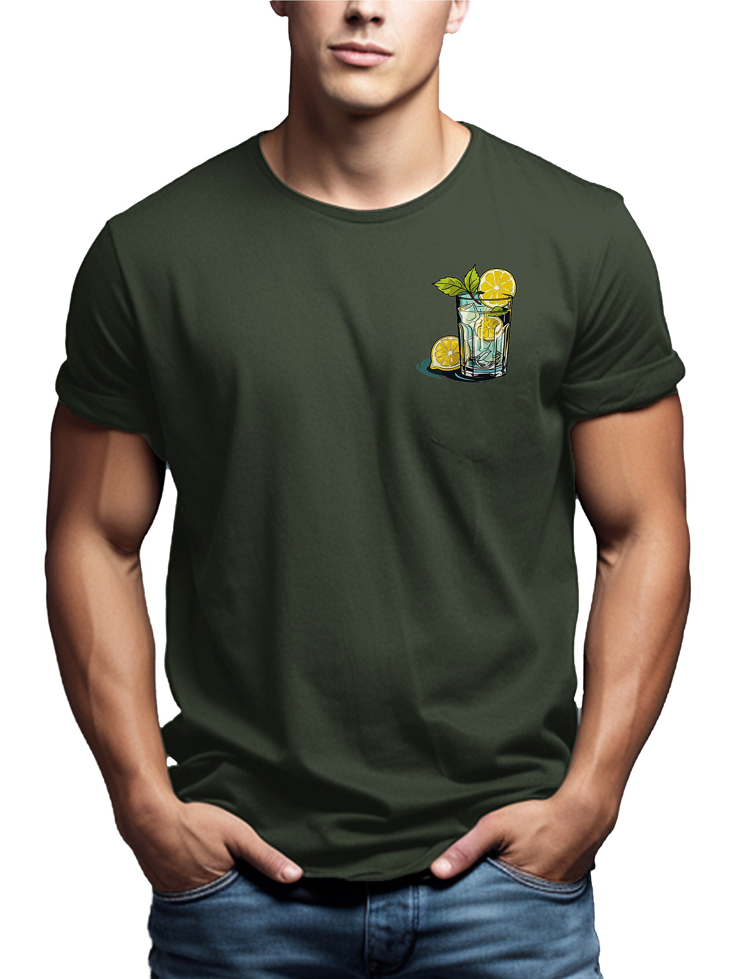 MAKAYA Shirt 'Gin Tonic' in Green