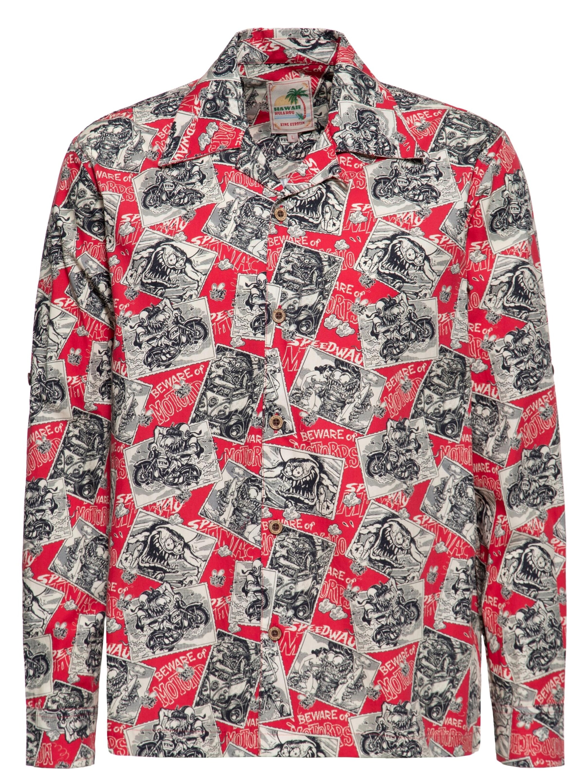 King Kerosin Regular Fit Hemd 'Motorpsycho'‌‌‌‌‌‌‌‌‌ in Rot: Vorderseite