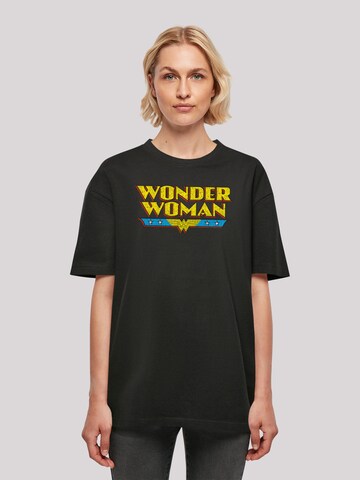 F4NT4STIC Oversized shirt 'DC Comics Wonder Woman Crackle Logo' in Zwart: voorkant