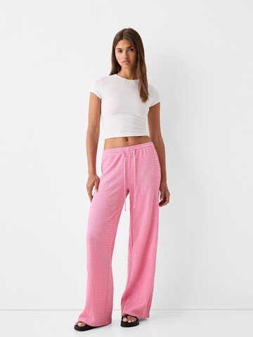 Bershka Wide leg Broek in Roze