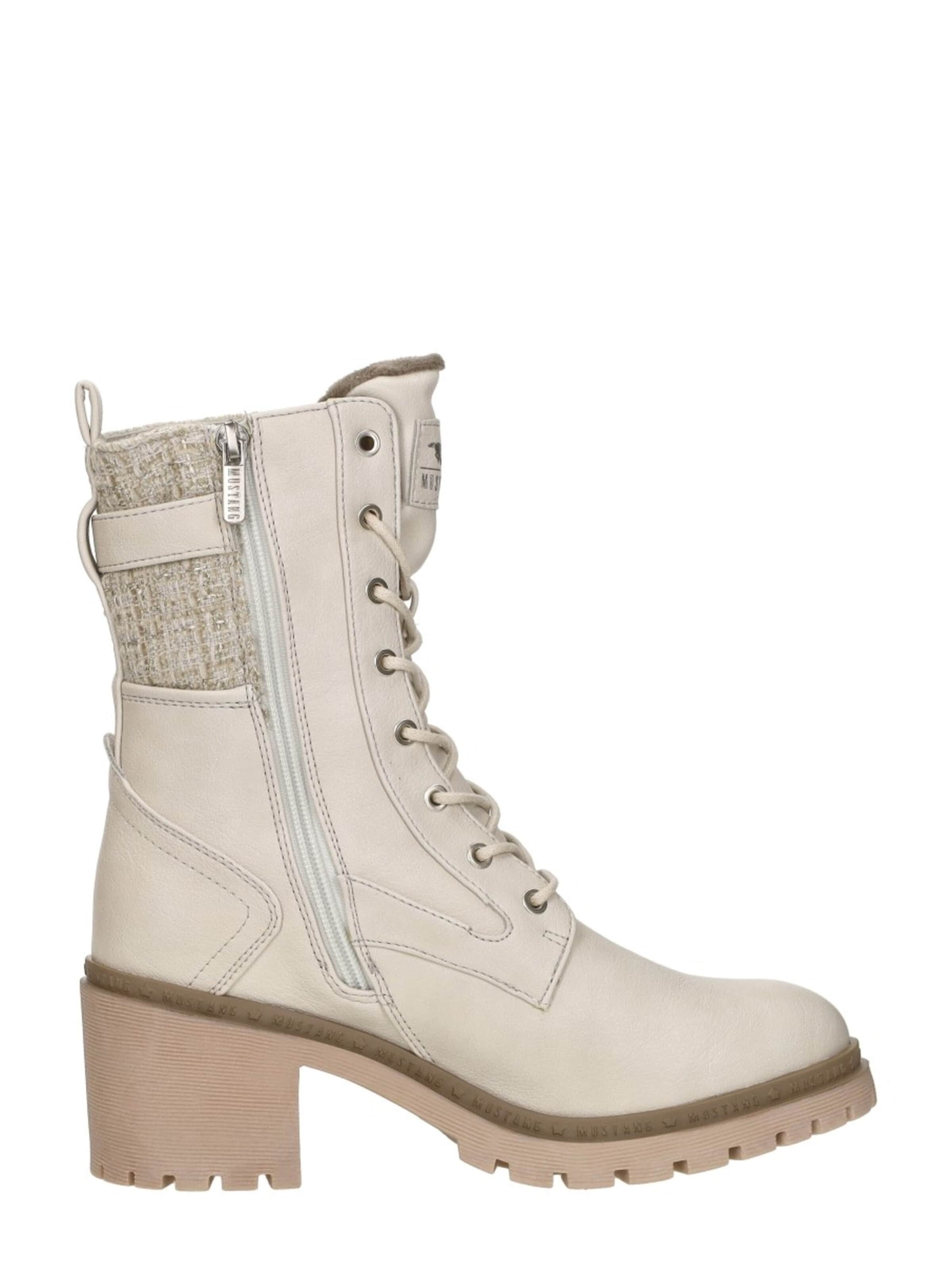Bottines à lacets 'Veterschoenen Hak' MUSTANG en blanc