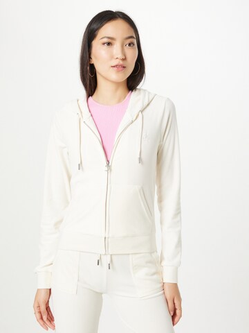 Juicy Couture - Sudadera con cremallera en beige: frente