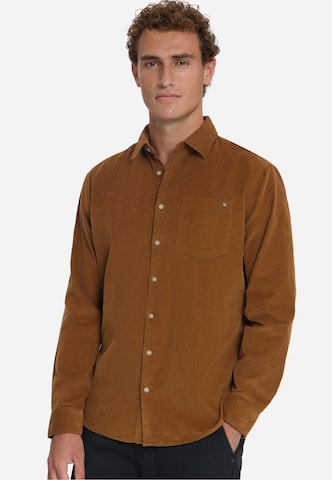 Regular fit Camicia di No Excess in marrone: frontale