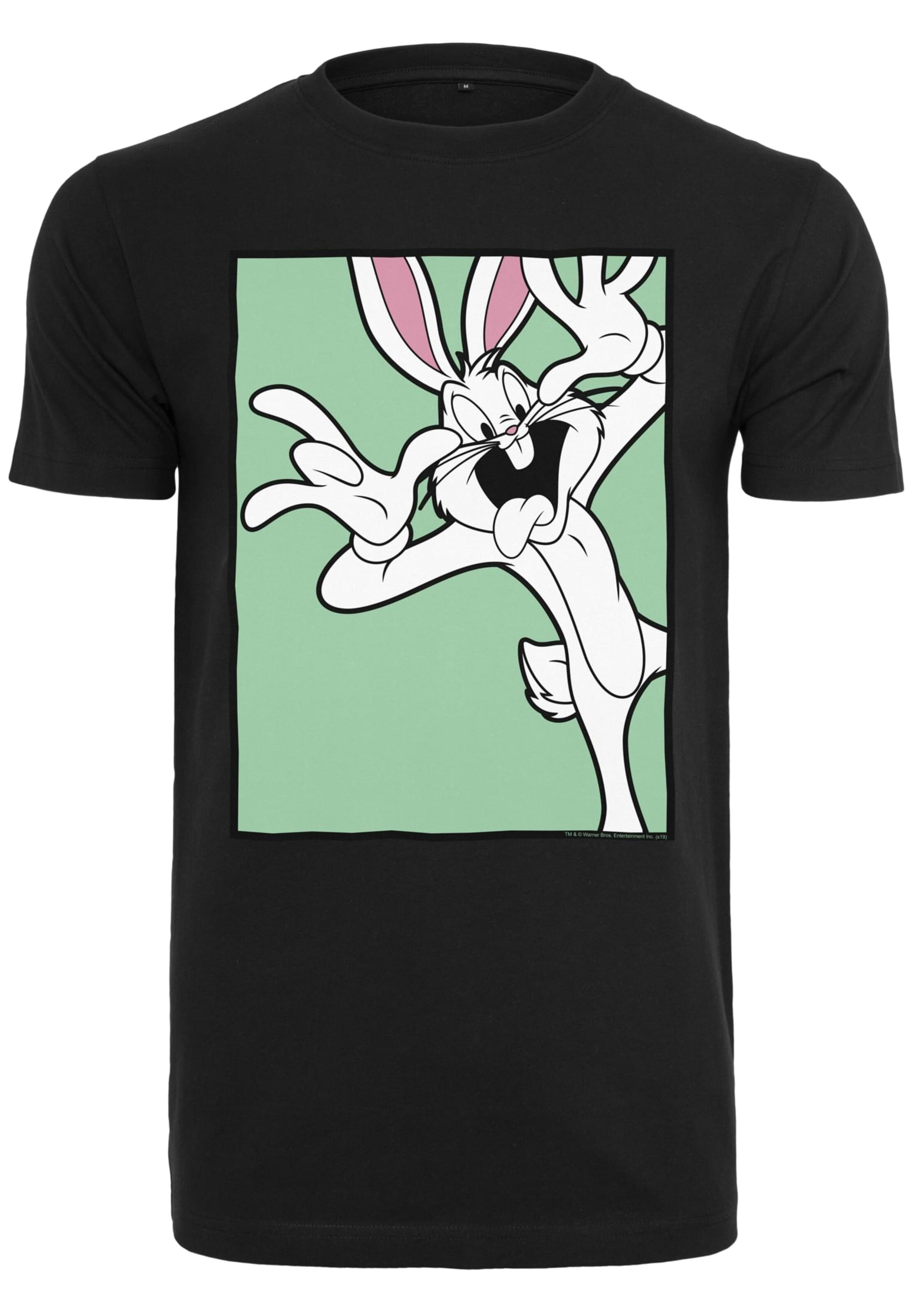 T-Shirt 'Looney Tunes Bugs Bunny Funny Face' Merchcode en noir : devant