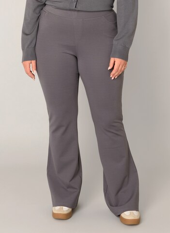 BASE LEVEL CURVY Flared Pants 'Allie' in Grey: front